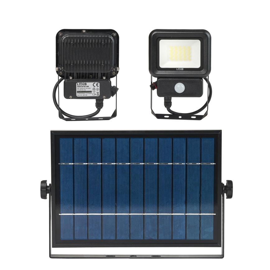 LED Venkovní solární reflektor se senzorem LED/20W/3,7V 6500K IP65 4400 mAh