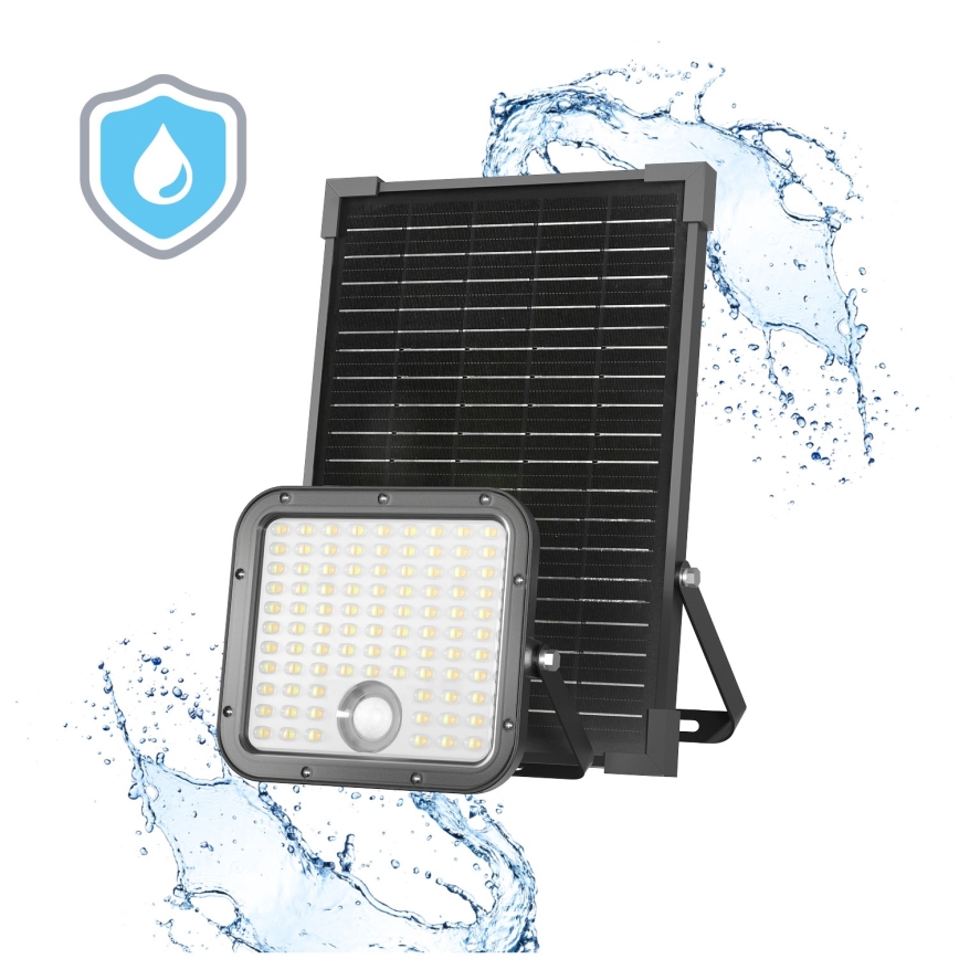 LED Venkovní solární reflektor se senzorem LED/30W/6,4V IP65 3000/4000K 6000 mAh + dálkové ovládání