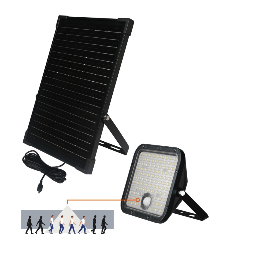 LED Venkovní solární reflektor se senzorem LED/30W/6,4V IP65 3000/4000K 6000 mAh + dálkové ovládání
