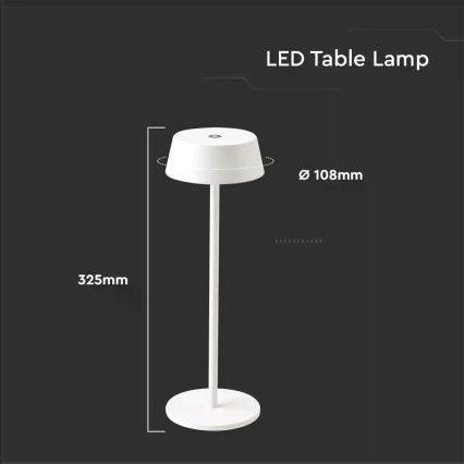 LED Venkovní stmívatelná dotyková dobíjecí stolní lampa LED/2W/5V 4400 mAh IP54 bílá