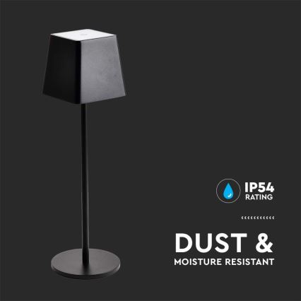 LED Venkovní stmívatelná dotyková dobíjecí stolní lampa LED/2W/5V 4400 mAh IP54 černá