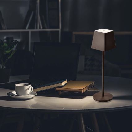 LED Venkovní stmívatelná dotyková dobíjecí stolní lampa LED/2W/5V 4400 mAh IP54 hnědá
