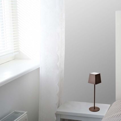LED Venkovní stmívatelná dotyková dobíjecí stolní lampa LED/2W/5V 4400 mAh IP54 hnědá