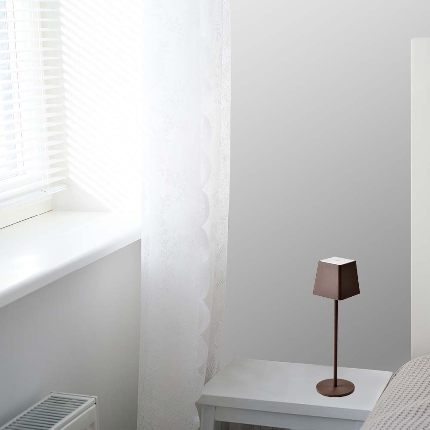 LED Venkovní stmívatelná dotyková dobíjecí stolní lampa LED/2W/5V 4400 mAh IP54 hnědá