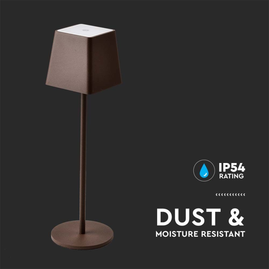 LED Venkovní stmívatelná dotyková dobíjecí stolní lampa LED/2W/5V 4400 mAh IP54 hnědá