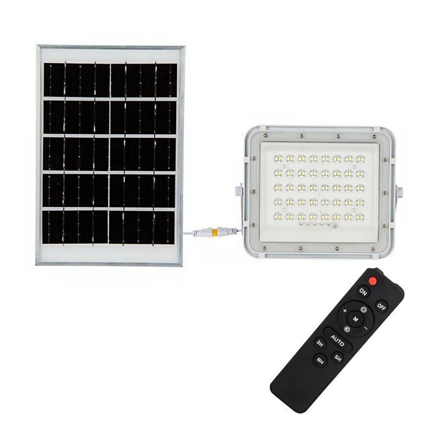 LED Venkovní stmívatelný solární reflektor LED/10W/3,2V IP65 6400K 6000 mAh bílá + dálkové ovládání