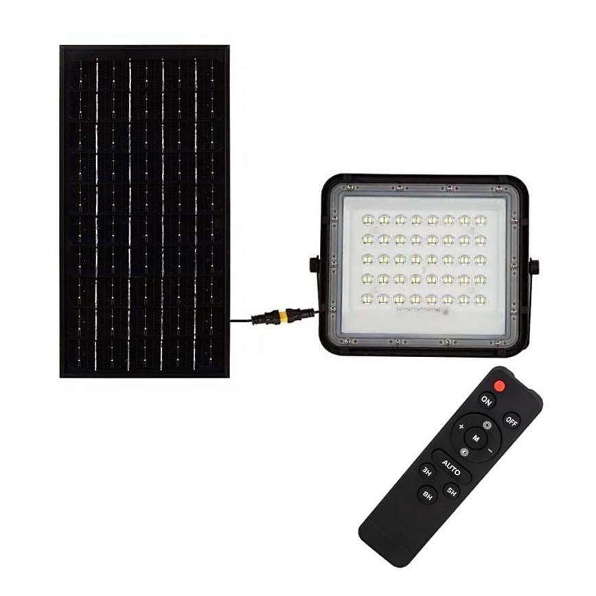 LED Venkovní stmívatelný solární reflektor LED/10W/3,2V IP65 6400K 6000 mAh černá + dálkové ovládání