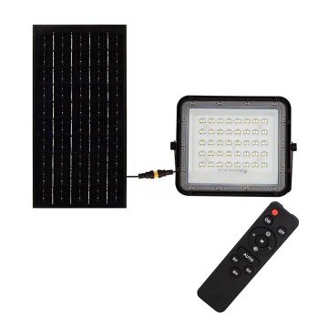 LED Venkovní stmívatelný solární reflektor LED/10W/3,2V IP65 6400K černá + dálkové ovládání