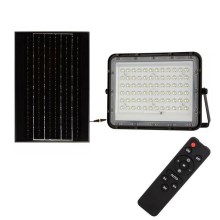 LED Venkovní stmívatelný solární reflektor LED/15W/3,2V IP65 6400K černá + dálkové ovládání