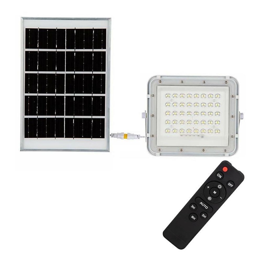 LED Venkovní stmívatelný solární reflektor LED/6W/3,2V IP65 4000K 5000 mAh bílá + dálkové ovládání