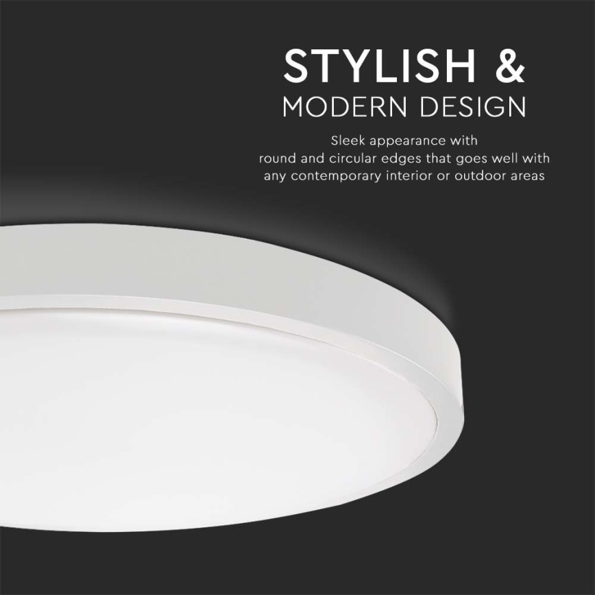 LED Venkovní stropní svítidlo se senzorem LED/18W/230V 6500K IP44 bílá