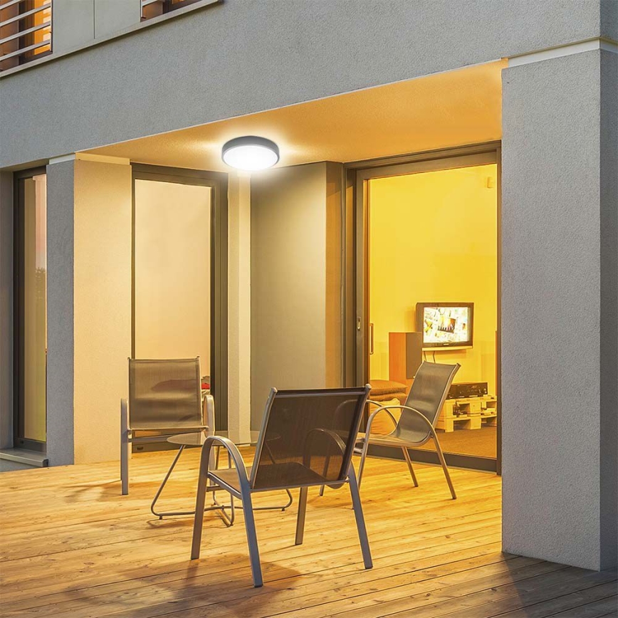 LED Venkovní stropní svítidlo se senzorem LED/30W/230V 4000K IP44 černá