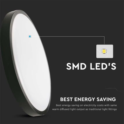 LED Venkovní stropní svítidlo se senzorem LED/30W/230V 4000K IP44 černá