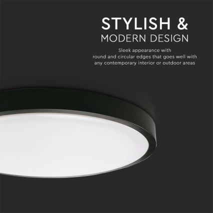LED Venkovní stropní svítidlo se senzorem LED/30W/230V 4000K IP44 černá