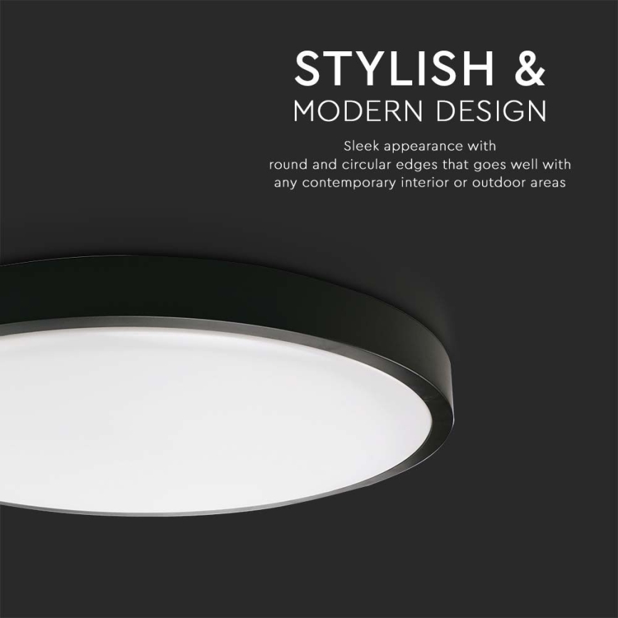 LED Venkovní stropní svítidlo se senzorem LED/30W/230V 4000K IP44 černá