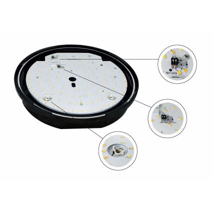 LED Stmívatelné venkovní stropní svítidlo STROPY LED/12/15/18/22W/230V 3000/4000/6000K IP65 černá