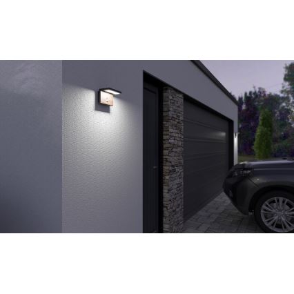 LED Venkovní nástěnné svítidlo se senzorem NATURA LED/12W/230V 4000K IP54 hnědá/antracit