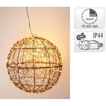 LED Venkovní vánoční dekorace 500xLED/230V pr. 35 cm IP44 teplá bílá koule/černá