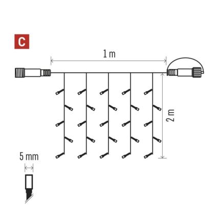 LED Venkovní vánoční řetěz 100xLED/1x2m IP44 studená bílá