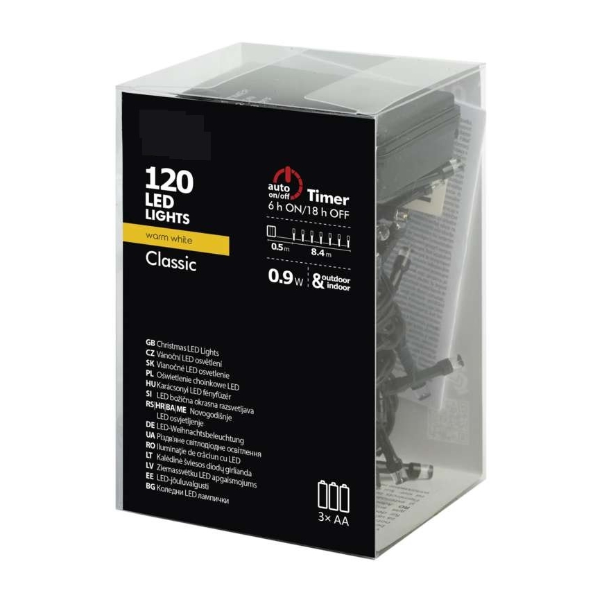 LED Venkovní vánoční řetěz 120xLED 8,9m IP44 teplá bílá