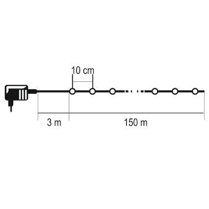 LED Venkovní vánoční řetěz 1500xLED/230V 8 funkcí 153 m IP44 studená bílá + dálkové ovládání