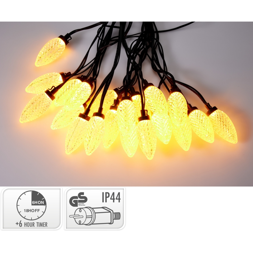 LED Venkovní vánoční řetěz 20xLED/230V 14,5 m IP44 teplá bílá
