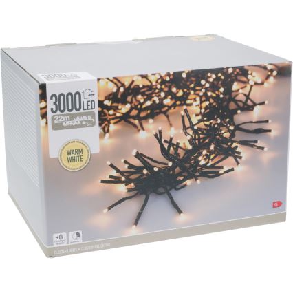 LED Venkovní vánoční řetěz 3000xLED/230V/8 funkcí 24,8 m IP44 teplá bílá