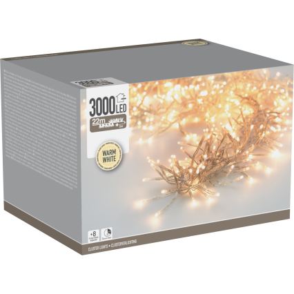 LED Venkovní vánoční řetěz 3000xLED/230V/8 funkcí 24,8 m IP44 teplá bílá