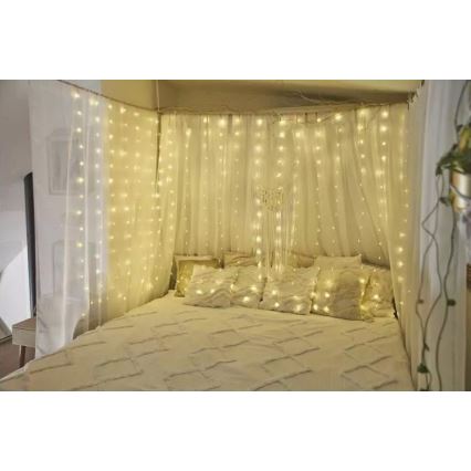 LED Venkovní vánoční řetěz 300xLED/8 funkcí 5,9 m IP44 teplá bílá