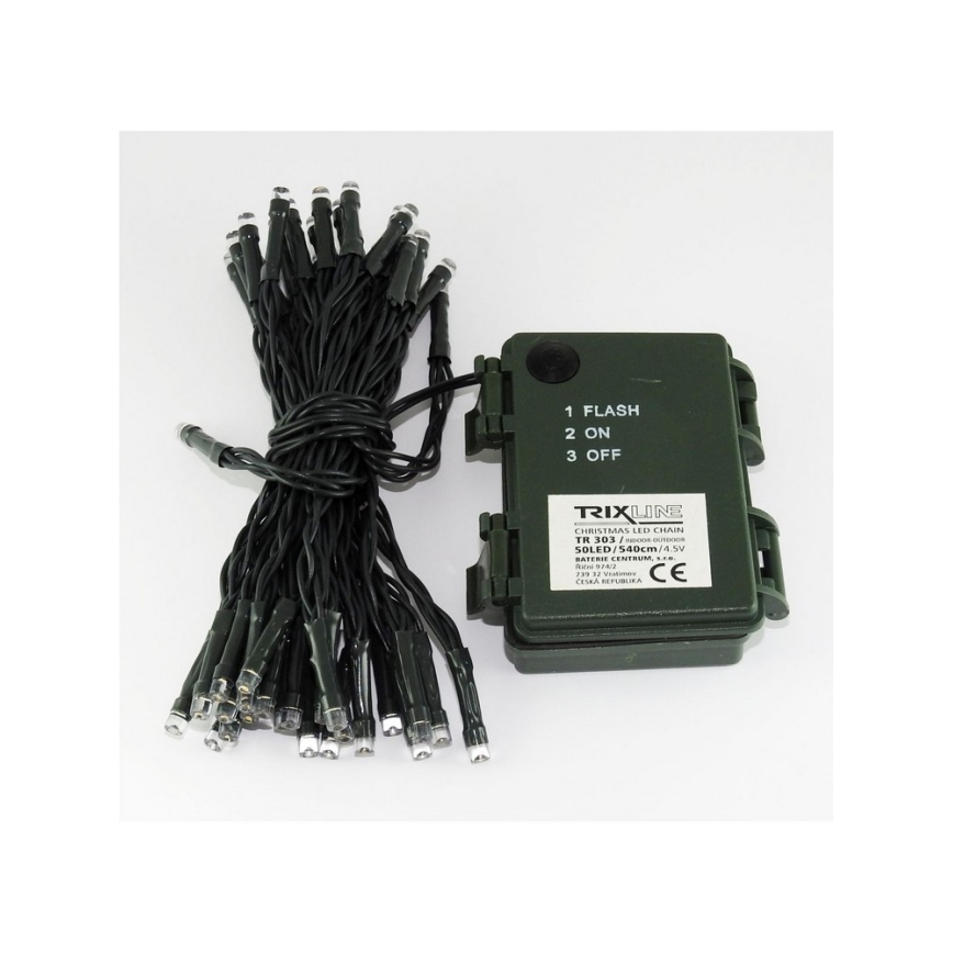 LED Venkovní vánoční řetěz 50xLED/2 funkce 5,4m IP44 studená bílá