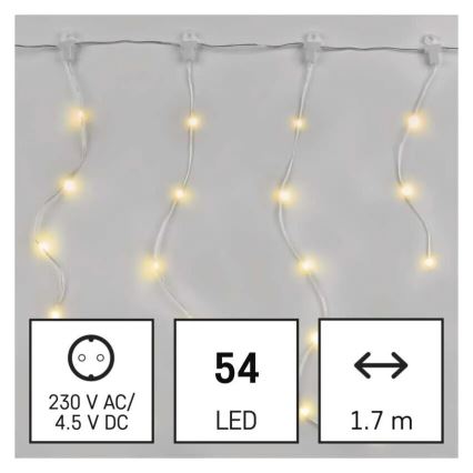 LED Venkovní vánoční řetěz 54xLED/8 funkcí 6,7x0,7m IP44 teplá bílá