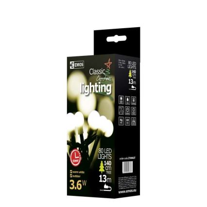 Emos ZY0902T - Vánoční dekorace venkovní řetěz IP44 8m 80xLED
