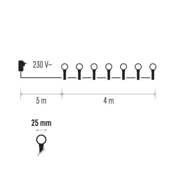 LED Venkovní vánoční řetěz CHERRY 40xLED 9m IP44 teplá bílá