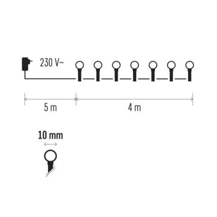 LED Venkovní vánoční řetěz CHERRY 40xLED 9m IP44 žlutá/růžová