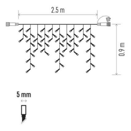 LED Venkovní vánoční řetěz STANDART 100xLED/2 funkce 2,6m IP44 teplá/studená bílá