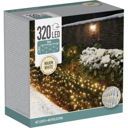 LED Venkovní vánoční závěs 320xLED/230V 3x1,5 m IP44 teplá bílá
