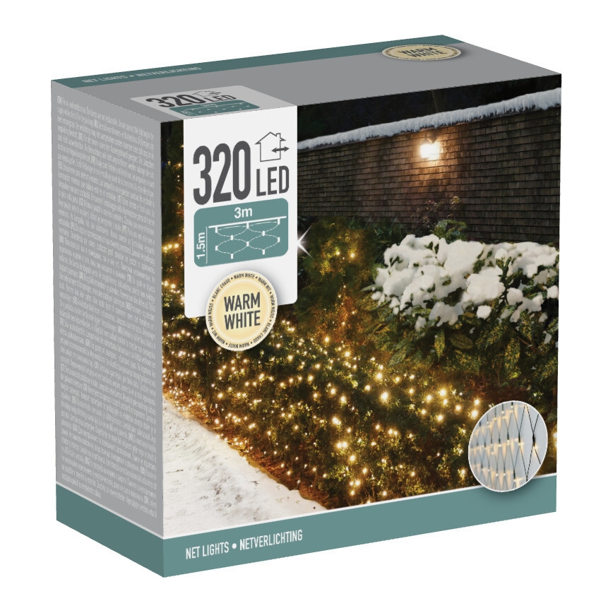 LED Venkovní vánoční závěs 320xLED/230V 3x1,5 m IP44 teplá bílá