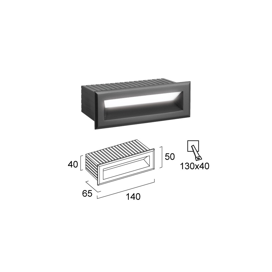 LED Venkovní vestavné svítidlo FLIK LED/3W/230V IP65 antracit