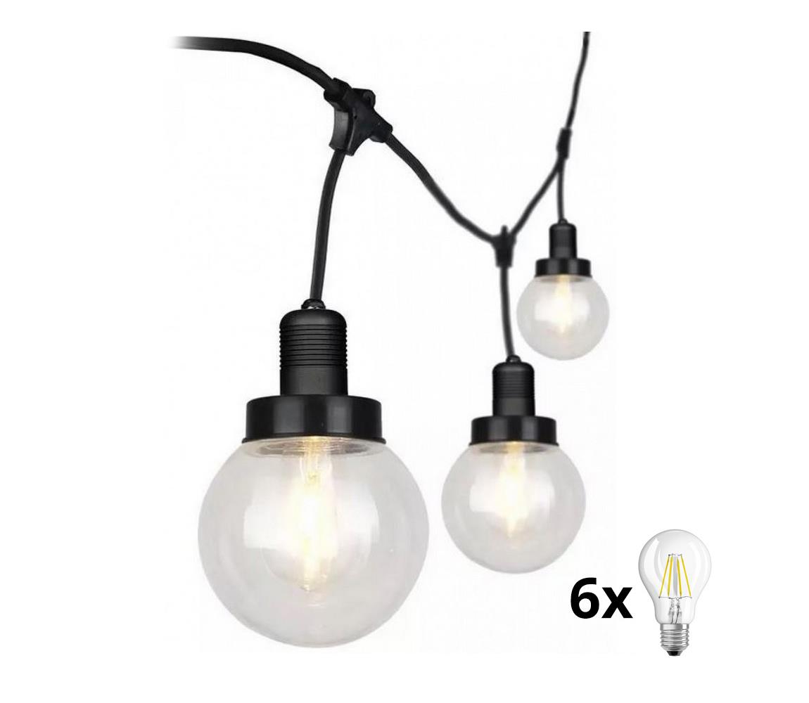 V-Tac LED Zahradní závěsné svítidlo PREMIUM STRING 3m 6xE27/8W/230V IP65 VT0439
