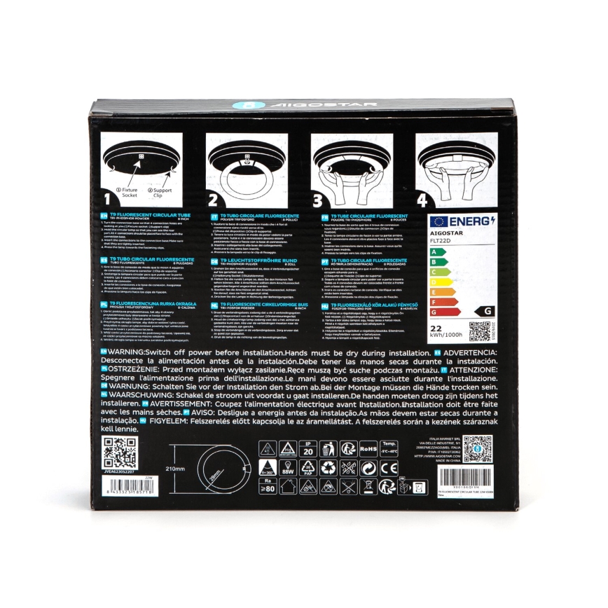 LED Zářivková trubice T9 G24q-1/22W/230V 6500K - Aigostar