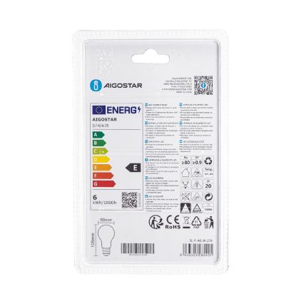 LED Žárovka A60 E27/6W/230V 330° 2700K - Aigostar