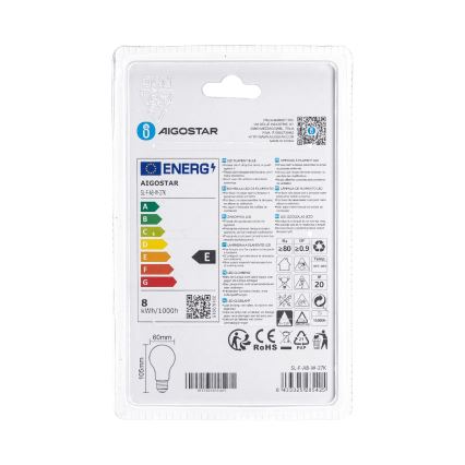 LED Žárovka A60 E27/8W/230V 330° 2700K - Aigostar