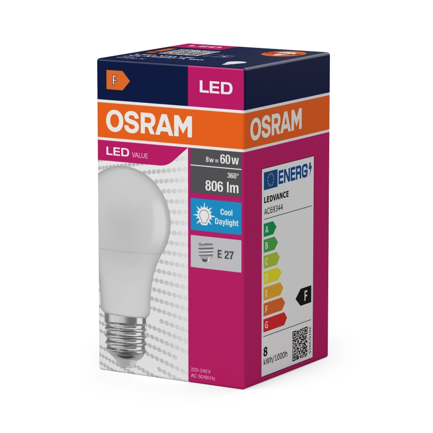 LED Žárovka A60 E27/8W/230V 6500K - Osram