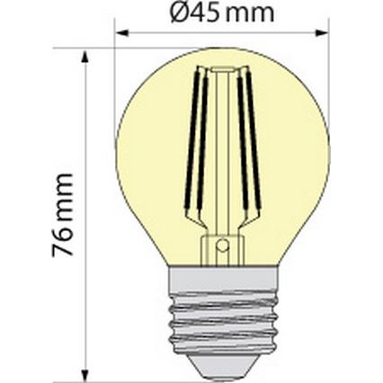 LED Žárovka CLASIC AMBER G45 E27/4W/230V 2200K -  Brilagi