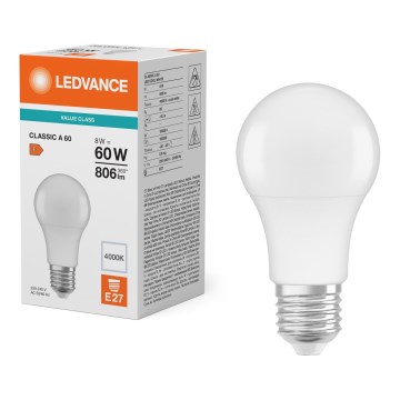 LED Žárovka CLASSIC A60 E27/8W/230V 4000K - Ledvance