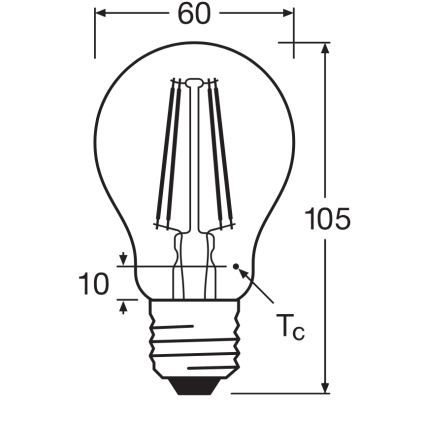 LED Žárovka CLASSIC FILAMENT A60 E27/7,5W/230V 2700K - Ledvance