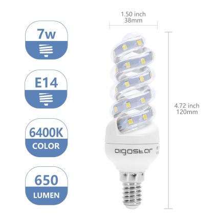 LED Žárovka E14/7W/230V 6500K - Aigostar