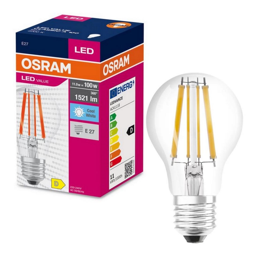 LED Žárovka FILAMENT A100 E27/11W/230V 4000K - Osram