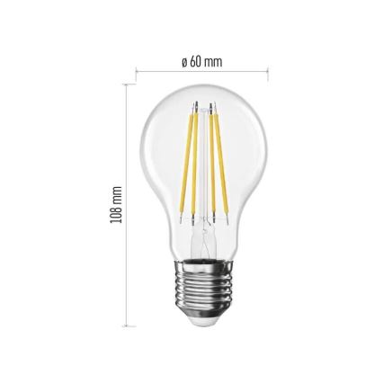LED Žárovka FILAMENT A60 E27/3,8W/230V 4000K