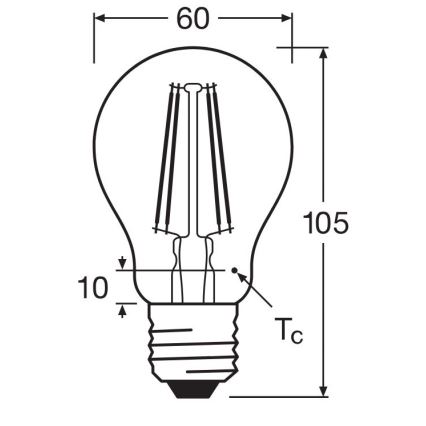 LED Žárovka FILAMENT A60 E27/6,5W/230V 2700K - Osram